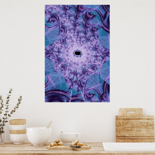 Poster Web | Violet et bleu Fractal Art (Cuisine)