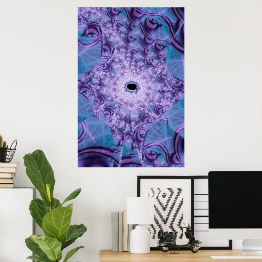 Poster Web | Violet et bleu Fractal Art (Bureau à domicile)