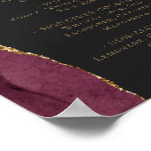 Poster Wedding Bar Menu Burgundy Gold Agate Dark (Coin)