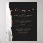 Poster Wedding Bar Menu Gray Rose Gold Agate Dark (Devant)