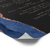 Poster Wedding Bar Menu Navy Blue Rose Gold Agate Dark (Coin)