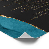 Poster Wedding Bar Menu Teal Blue Gold Agate Dark (Coin)