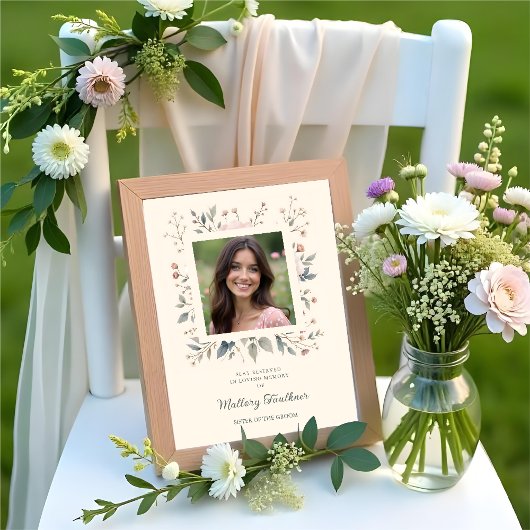Poster Wedding Delicate Soft Pastel Floral Frame Photo 