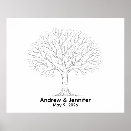 Poster Wedding Fingerprint Tree Guest Book Alternative (Devant)