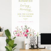 Poster Wedding Floral Wreath Loving Memory Reserved Seat (Bureau à domicile)
