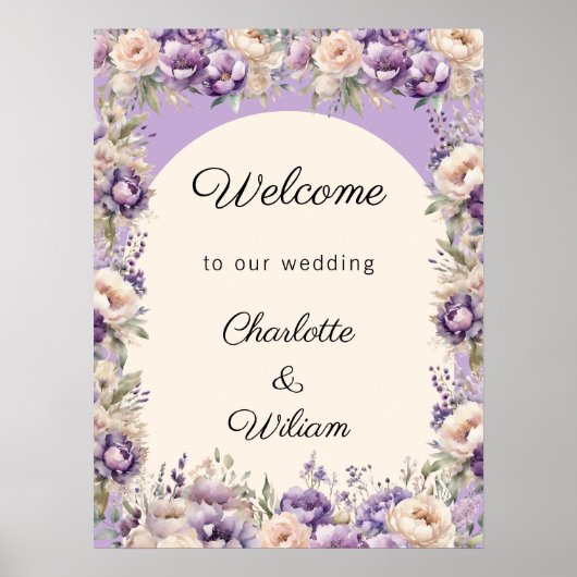 Poster Wedding lavender champagne cream welcome (Devant)