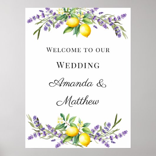 Poster Wedding lavender lemons welcome (Devant)