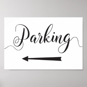 Poster Wedding Parking Directions Sign Left Arrow