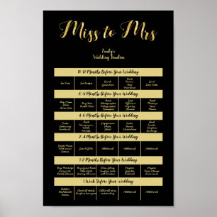 Poster wedding planner 12MOIS MODÈLE Black Gold