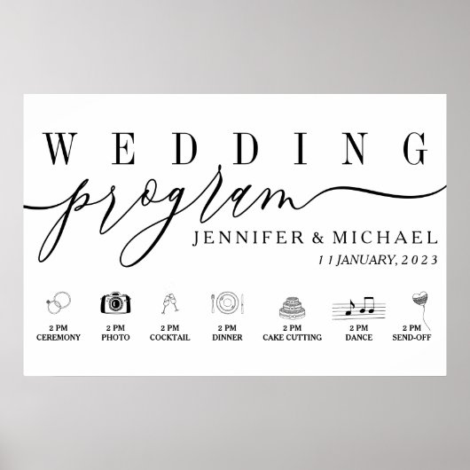 Poster Wedding Program Custom Icons Timeline menu (Devant)