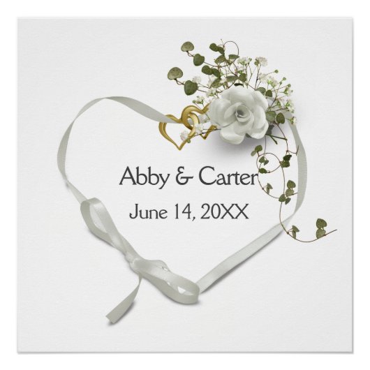 Poster Wedding Ribbon Heart with Ivy (Devant)