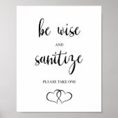 Poster Wedding Sanitize sign, Be wise and sanitize. (Devant)