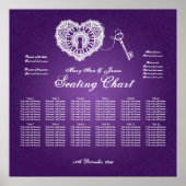 Poster Wedding Seating Chart Key To My Heart Purple (Devant)