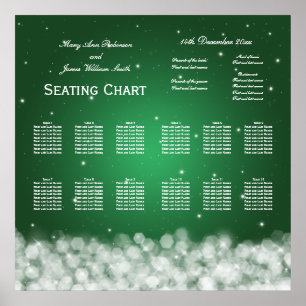 Poster Wedding Seating Chart Party Sparkle Emerald