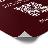 Poster Wedding Seating Chart QR Burgundy & Ivory Rustic (Coin)