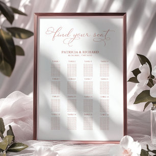 Poster Wedding Seating Chart Sign Elegant Script