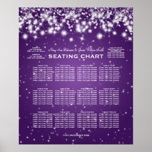Poster Wedding Seating Chart Winter Sparkle Purple