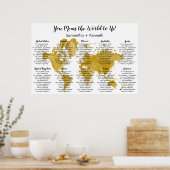 Poster Wedding Seating Chart with World Map (Cuisine)
