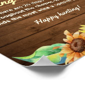 Poster Wedding shower nuptial rustique Ring Hunt Sunflowe (Coin)