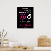 Poster Wedding shower nuptiale noir rose chaud blanc arge (Cuisine)