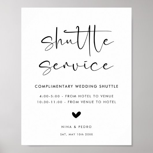 Poster Wedding Shuttle Service Sign (Devant)