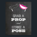 Poster Wedding sign - Grab a prop and strike a pose<br><div class="desc">Add a special touch to your wedding,  more wedding signs in our shop!</div>