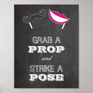 Poster Wedding sign - Grab a prop and strike a pose