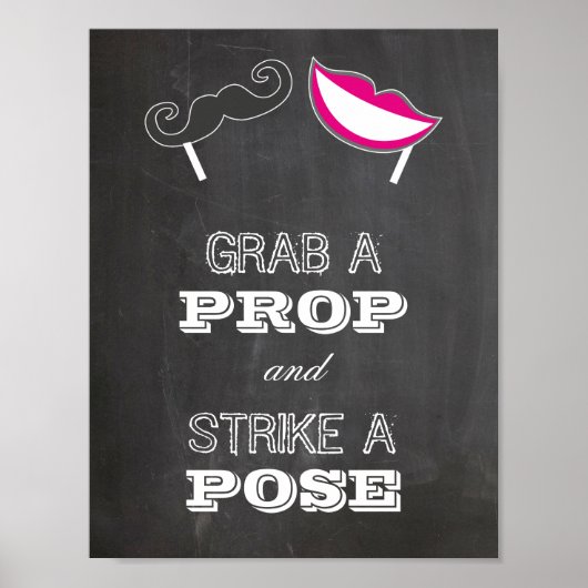 Poster Wedding sign - Grab a prop and strike a pose (Devant)