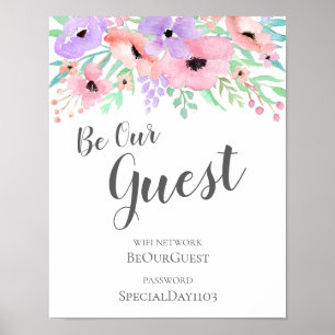 Poster Wedding Sign – Wifi Password Watercolor Floral