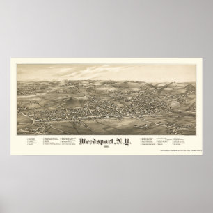 Poster Weedsport, carte panoramique de NY - 1885