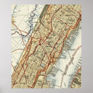 Poster Weehawken, Union City & West New York Map (1935)