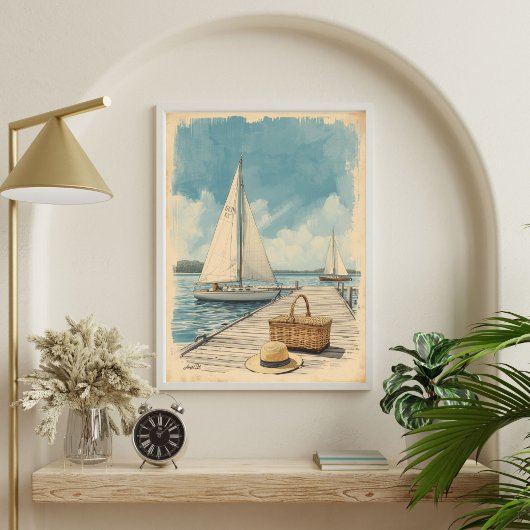 Poster Week-end dans les Hamptons – Rétro bord de mer de 