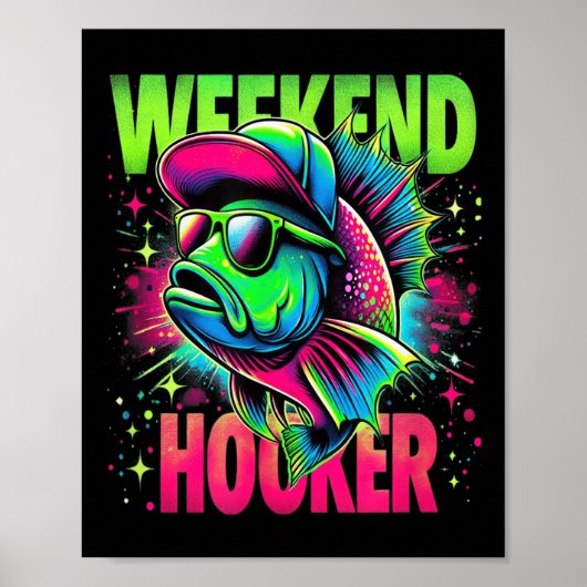 Poster Week-end le week-end drôle de pêche jeu de mots pu (Devant)