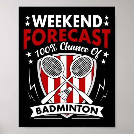 Poster Week-end Prévision Badminton Jeu Jour Shuttles Rac (Devant)