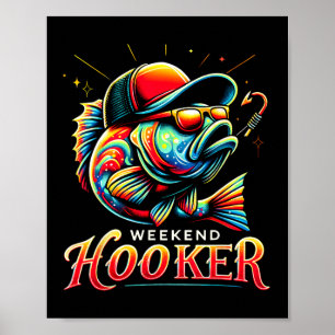 Poster Week-end R Drôle Poisson Papa Amour Pêche Fête des