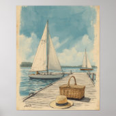 Poster Weekend in the Hamptons – Retro East Coast Seaside (Devant)