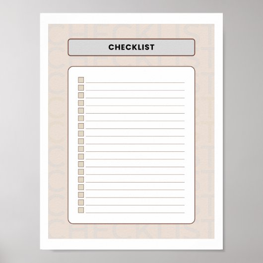 Poster Weekly Checklist Planner Page (Devant)