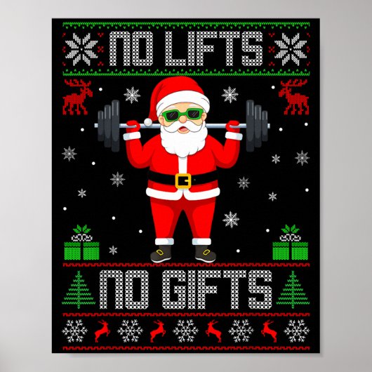 Poster Weightlifting Workout Gym Santa Christmas Ugly Swe (Devant)