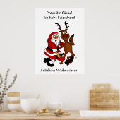 Poster Weihnachtsmann mit Elch - Prost ihr Säcke! (Cuisine)