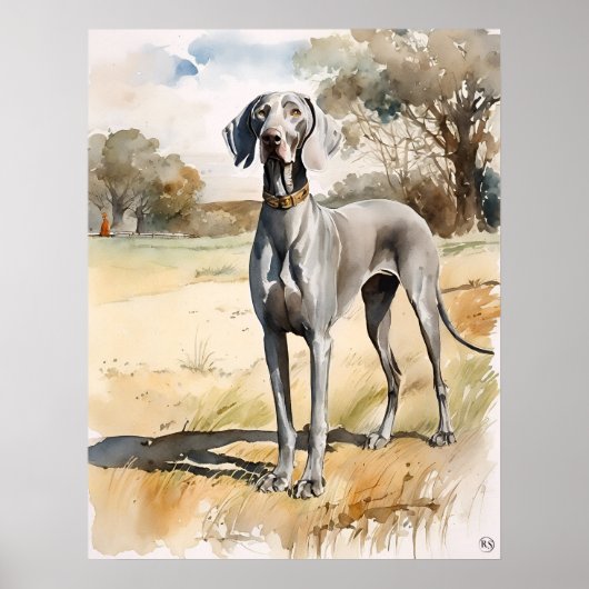 Poster Weimaraner - Art Chien Imprimer (Devant)