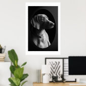 Poster Weimaraner Dans La Lumière Du Matin (Noir Et Blanc (Bureau à domicile)