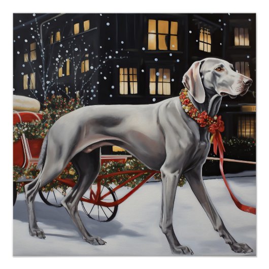 Poster Weimaraner Festin de Noël (Devant)