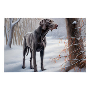 Poster Weimaraner Qu'il neige Noël