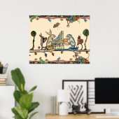 Poster WEIRD MEDIEVAL BESTIARY MAKING MUSIC,Rabbit, Dog (Bureau à domicile)