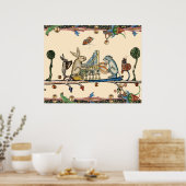 Poster WEIRD MEDIEVAL BESTIARY MAKING MUSIC,Rabbit, Dog (Cuisine)
