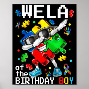 Poster Wela du garçon d'anniversaire morceau de puzzle de