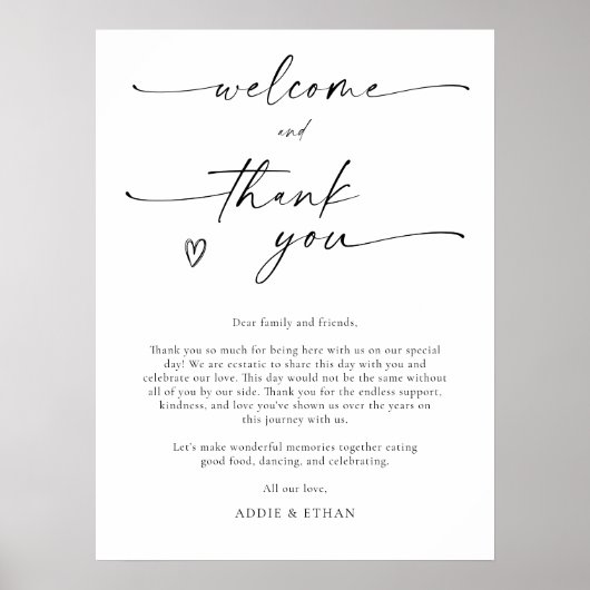 Poster Welcome and Thank You Wedding Sign (Devant)