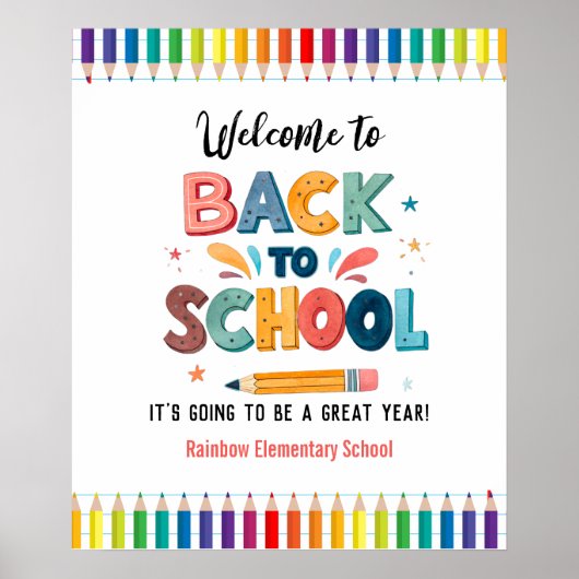 Poster Welcome back to school  , First day of school (Devant)