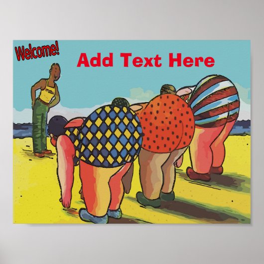 Poster Welcome Beach Cartoon ajouter du texte (Devant)