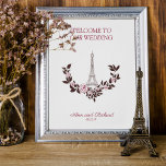 Poster Welcome Guest Board Parisian Inspired Design<br><div class="desc">This romantic floral design and with Parisian mythical the image of the Eiffel Tower will give that chic touch and a little vintage, but updated to your wedding party, unique and special for each couple. If you JO not find what you are looking for, or you need to make a...</div>